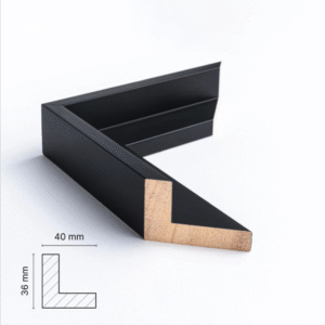 Sort svæveramme med 14 mm tyk front. på mål